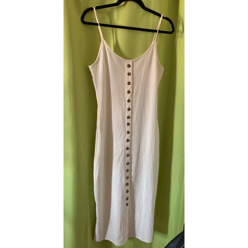 Cream Faux Button Up Dress